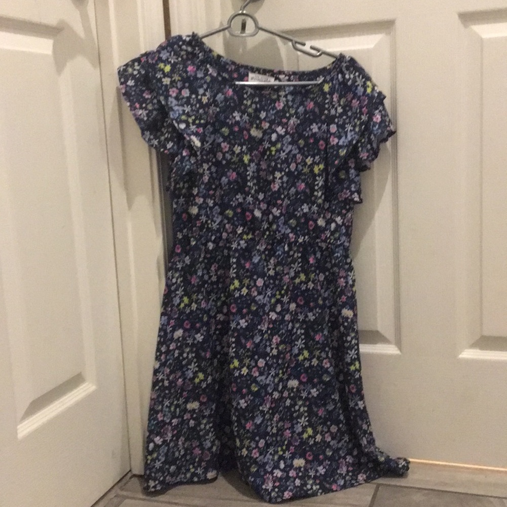 DARK BLUE FLORAL KID’S DRESS